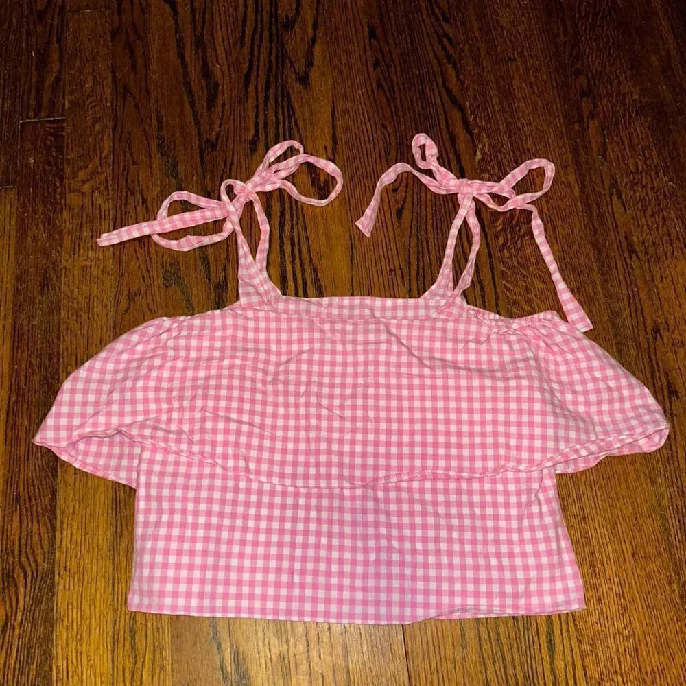 Amanda Uprichard Gingham Top Pink White